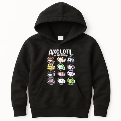 Axolotls Of The World Kawaii Types Of Axolotl Fish Amphibian Kids Hoodie