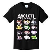 Axolotls Of The World Kawaii Types Of Axolotl Fish Amphibian Kids T-Shirt