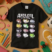 Axolotls Of The World Kawaii Types Of Axolotl Fish Amphibian Kids T-Shirt