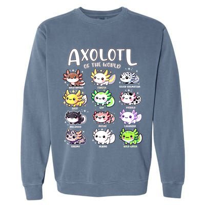 Axolotls Of The World Kawaii Types Of Axolotl Fish Amphibian Garment-Dyed Sweatshirt