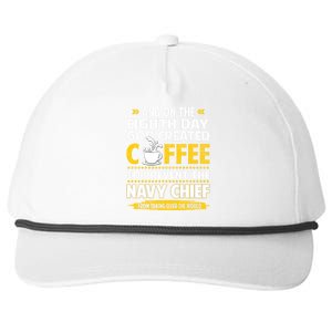 Chief And On The 8th Day God Created Coffee Na Vy Snapback Five-Panel Rope Hat