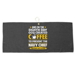 Chief And On The 8th Day God Created Coffee Na Vy Large Microfiber Waffle Golf Towel