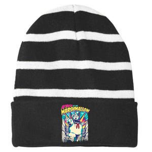 Attack Of The Marshmallow Striped Beanie with Solid Band