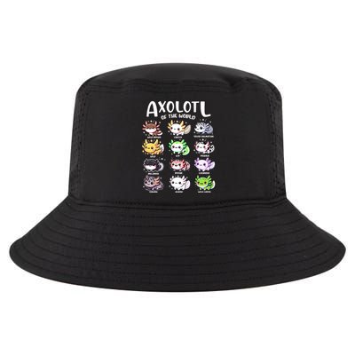 Axolotls Of The World Kawaii Types Of Axolotl Fish Amphibian Cool Comfort Performance Bucket Hat