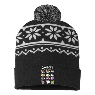 Axolotls Of The World Kawaii Types Of Axolotl Fish Amphibian USA-Made Snowflake Beanie