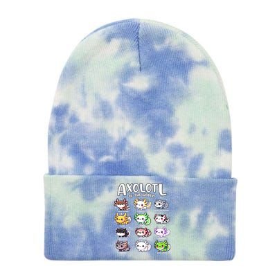 Axolotls Of The World Kawaii Types Of Axolotl Fish Amphibian Tie Dye 12in Knit Beanie