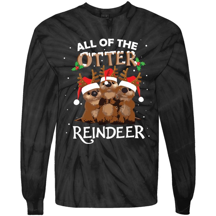 All Of The Otter Reindeer Christmas Funny Cute Tie-Dye Long Sleeve Shirt