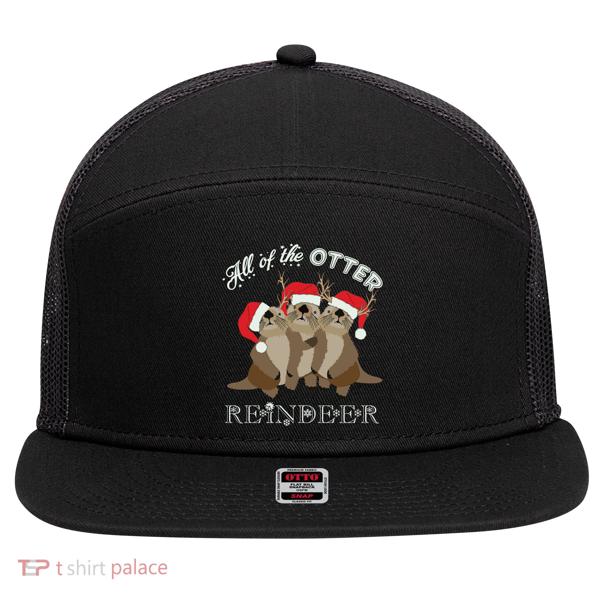 All Of The Otter Reindeer Funny Other Christmas 7 Panel Mesh Trucker Snapback Hat