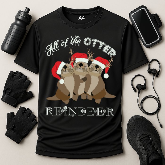 All Of The Otter Reindeer Funny Other Christmas Cooling Performance Crew T-Shirt