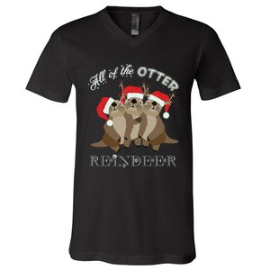 All Of The Otter Reindeer Funny Other Christmas V-Neck T-Shirt