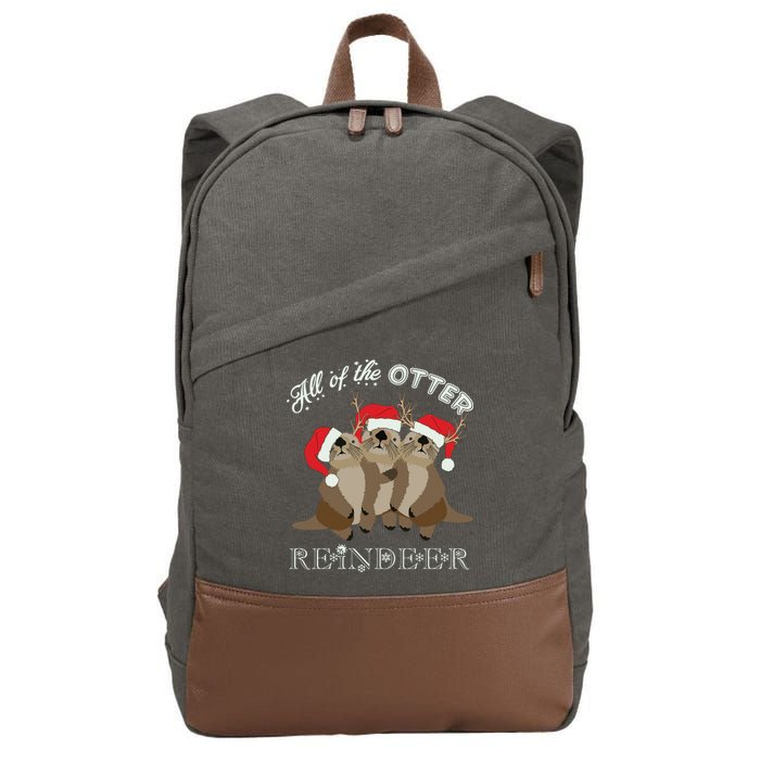 All Of The Otter Reindeer Funny Other Christmas Cotton Canvas Backpack