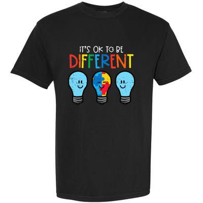 Autism Ok To Be Different Light Bulb Awareness Garment-Dyed Heavyweight T-Shirt