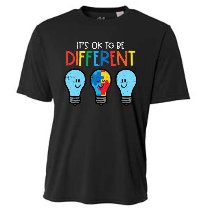 Autism Ok To Be Different Light Bulb Awareness Cooling Performance Crew T-Shirt