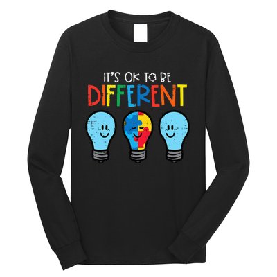 Autism Ok To Be Different Light Bulb Awareness Long Sleeve Shirt