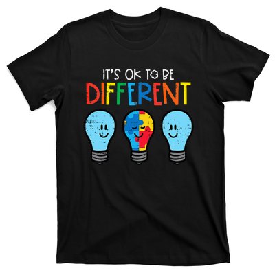 Autism Ok To Be Different Light Bulb Awareness T-Shirt