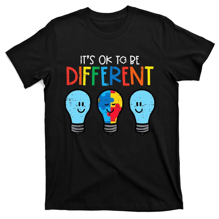 Autism Ok To Be Different Light Bulb Awareness T-Shirt