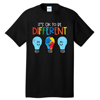 Autism Ok To Be Different Light Bulb Awareness Tall T-Shirt