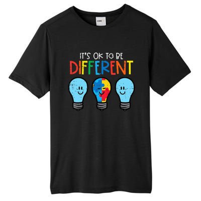 Autism Ok To Be Different Light Bulb Awareness Tall Fusion ChromaSoft Performance T-Shirt