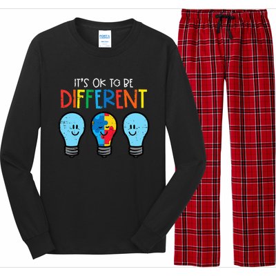 Autism Ok To Be Different Light Bulb Awareness Long Sleeve Pajama Set