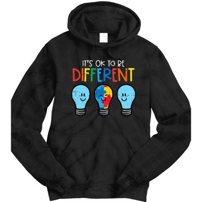 Autism Ok To Be Different Light Bulb Awareness Tie Dye Hoodie