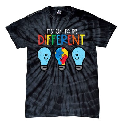 Autism Ok To Be Different Light Bulb Awareness Tie-Dye T-Shirt