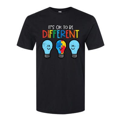 Autism Ok To Be Different Light Bulb Awareness Softstyle CVC T-Shirt