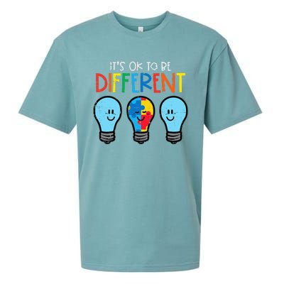 Autism Ok To Be Different Light Bulb Awareness Sueded Cloud Jersey T-Shirt