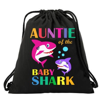 Auntie Of The Baby Birthday Shark Auntie Shark Mother's Day Drawstring Bag