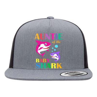 Auntie Of The Baby Birthday Shark Auntie Shark Mother's Day Flat Bill Trucker Hat