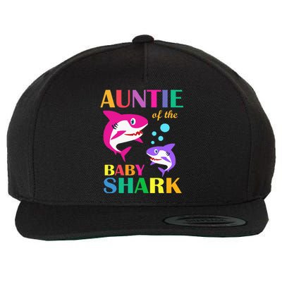 Auntie Of The Baby Birthday Shark Auntie Shark Mother's Day Wool Snapback Cap