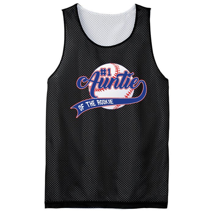 Auntie Of The Rookie 1st Birthday Baseball Family Rookie Mesh Reversible Basketball Jersey Tank