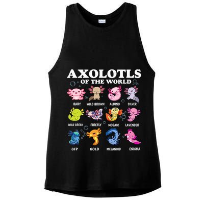 Axolotls Of The World Kawaii Axolotl Animals Fish Amphibian Ladies PosiCharge Tri-Blend Wicking Tank