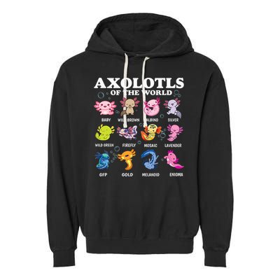 Axolotls Of The World Kawaii Axolotl Animals Fish Amphibian Garment-Dyed Fleece Hoodie