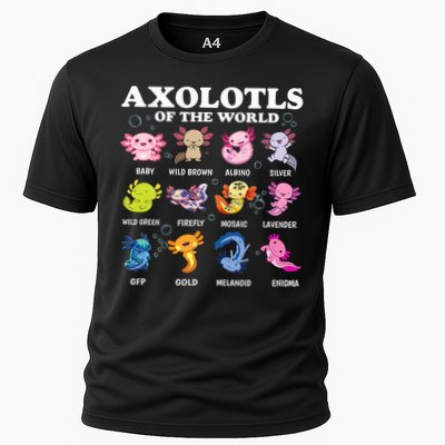 Axolotls Of The World Kawaii Axolotl Animals Fish Amphibian Cooling Performance Crew T-Shirt
