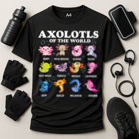 Axolotls Of The World Kawaii Axolotl Animals Fish Amphibian Cooling Performance Crew T-Shirt