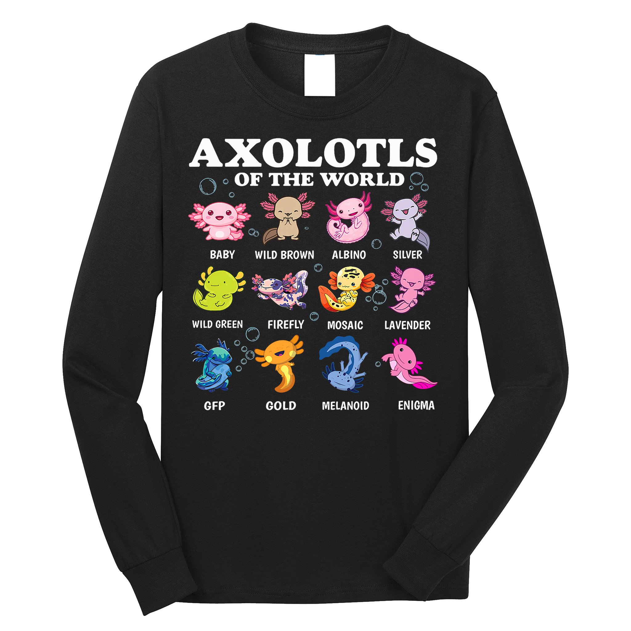 Axolotls Of The World Kawaii Axolotl Animals Fish Amphibian Long Sleeve Shirt