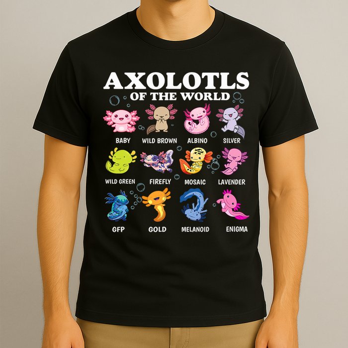 Axolotls Of The World Kawaii Axolotl Animals Fish Amphibian T-Shirt