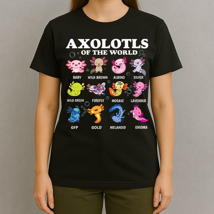 Axolotls Of The World Kawaii Axolotl Animals Fish Amphibian T-Shirt