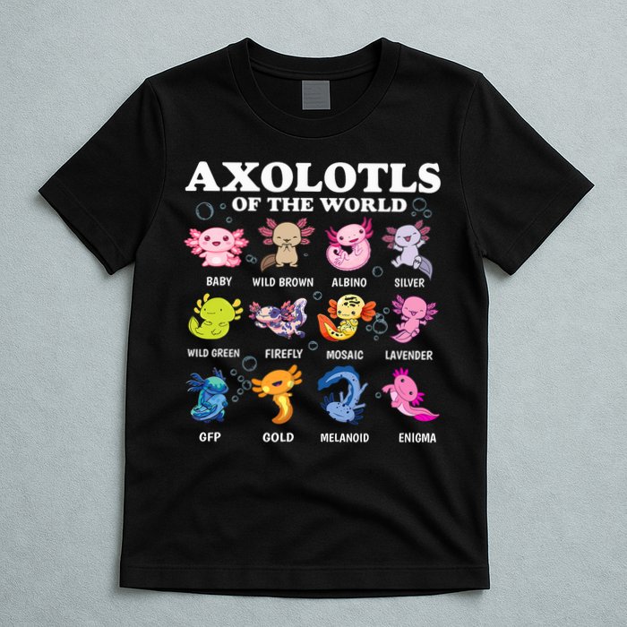 Axolotls Of The World Kawaii Axolotl Animals Fish Amphibian T-Shirt