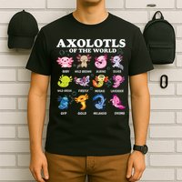 Axolotls Of The World Kawaii Axolotl Animals Fish Amphibian T-Shirt