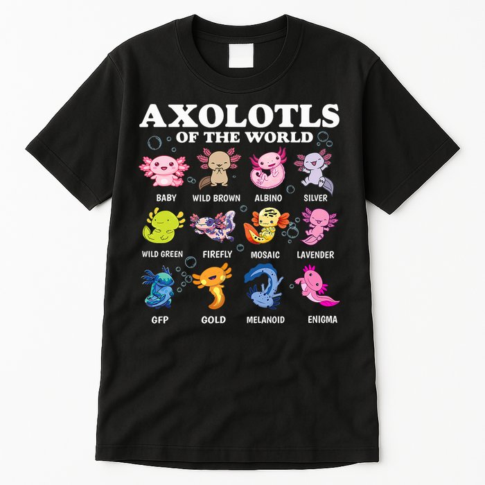 Axolotls Of The World Kawaii Axolotl Animals Fish Amphibian Tall T-Shirt