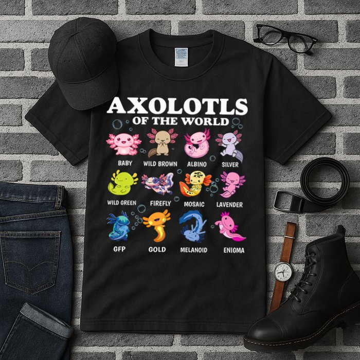 Axolotls Of The World Kawaii Axolotl Animals Fish Amphibian Tall T-Shirt
