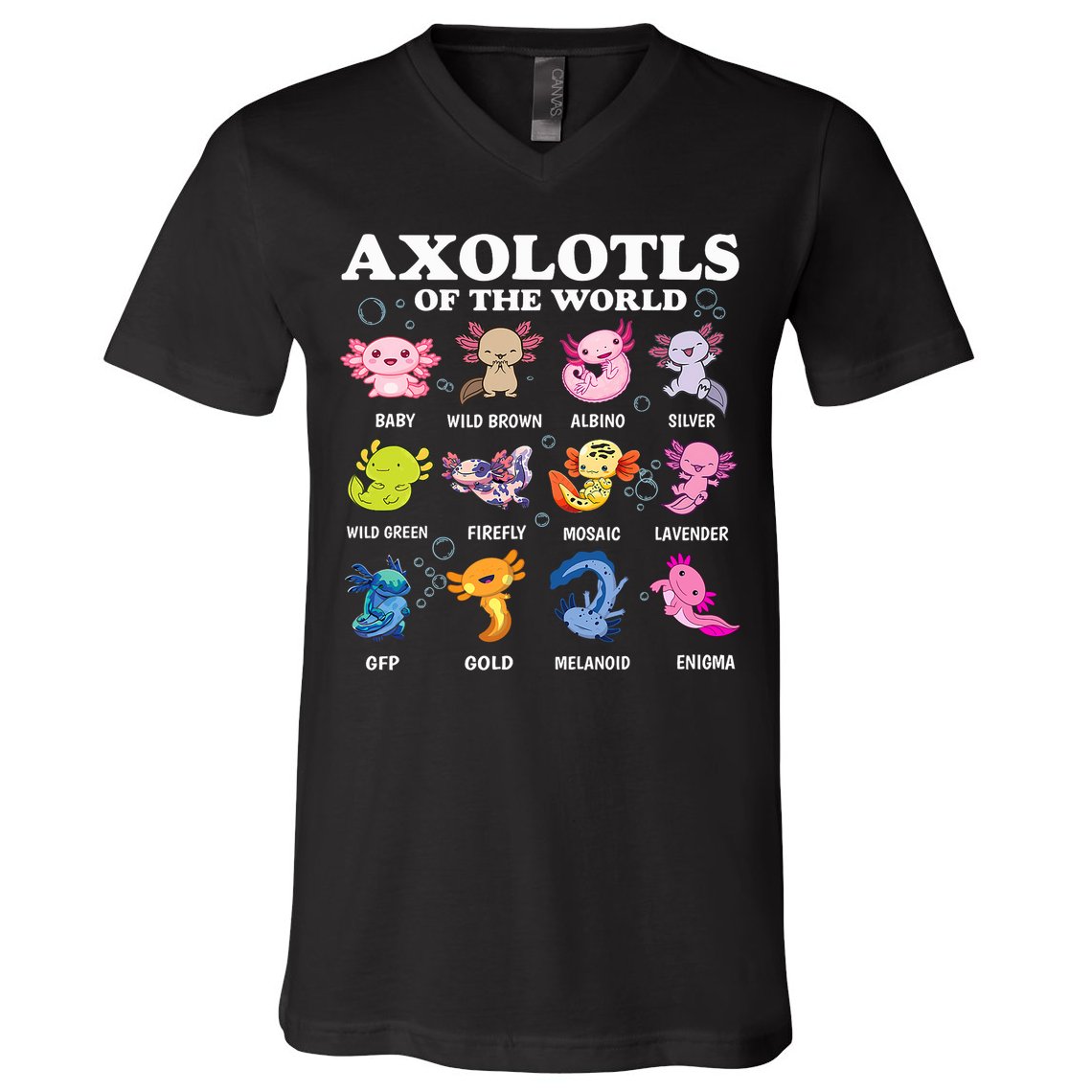 Axolotls Of The World Kawaii Axolotl Animals Fish Amphibian V-Neck T-Shirt