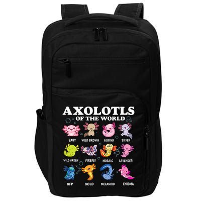 Axolotls Of The World Kawaii Axolotl Animals Fish Amphibian Impact Tech Backpack