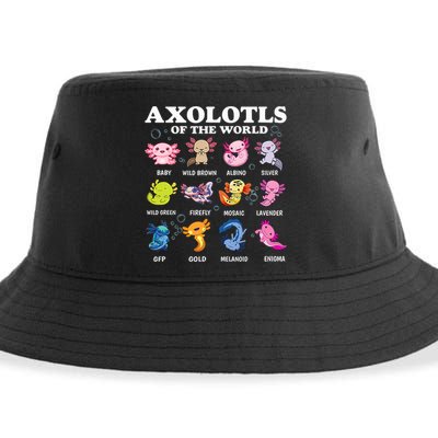 Axolotls Of The World Kawaii Axolotl Animals Fish Amphibian Sustainable Bucket Hat