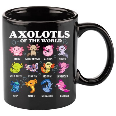 Axolotls Of The World Kawaii Axolotl Animals Fish Amphibian 11oz C Handle Ceramic Mug