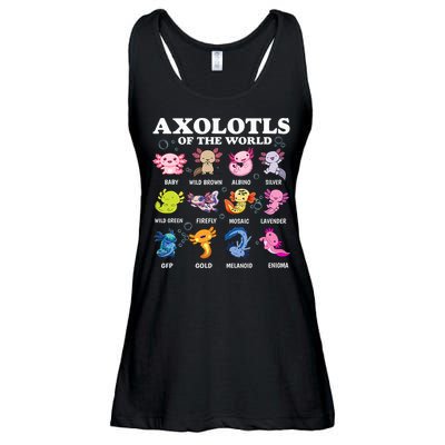 Axolotls Of The World Kawaii Axolotl Animals Fish Amphibian Ladies Essential Flowy Tank