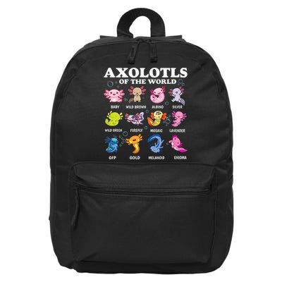 Axolotls Of The World Kawaii Axolotl Animals Fish Amphibian 16 in Basic Backpack