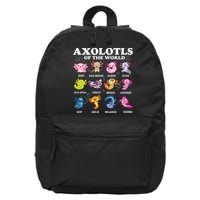 Axolotls Of The World Kawaii Axolotl Animals Fish Amphibian 16 in Basic Backpack