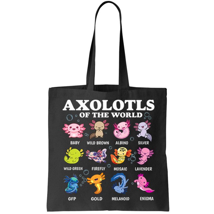 Axolotls Of The World Kawaii Axolotl Animals Fish Amphibian Bag
